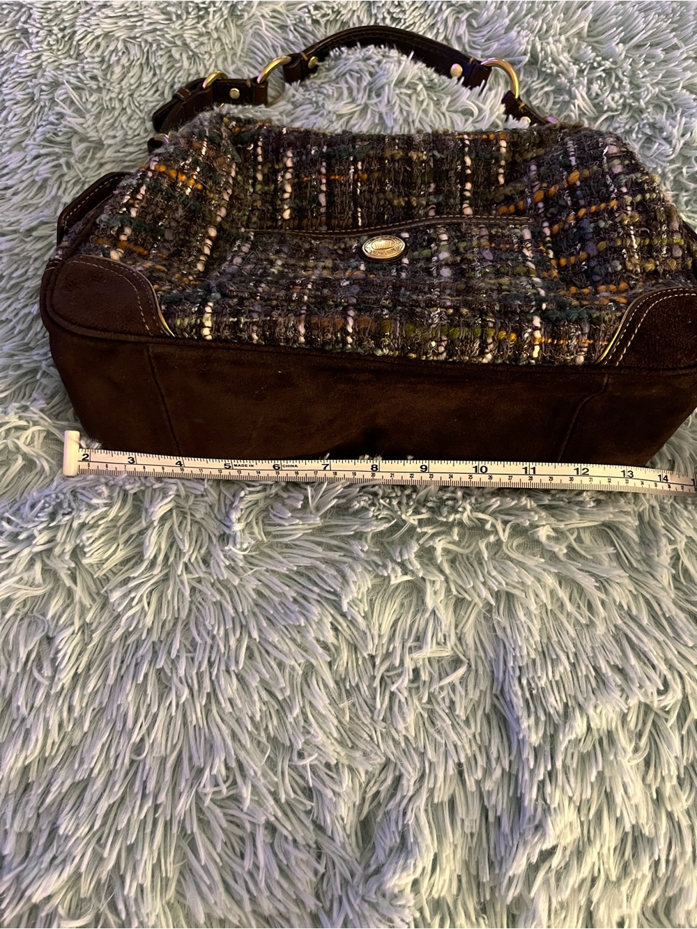 Coach Chelsea Boucle Tweed, Leather & Suede Pocket Satchel RARE STUNNING EUC - Picture 13 of 14